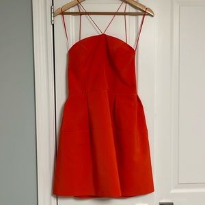 Stunning low back fit and flare TopShop mini dress in orange size 6